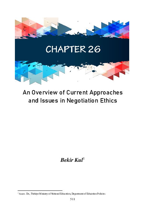 (PDF) An Overview of Current Approaches and Issues in Negotiation Ethics