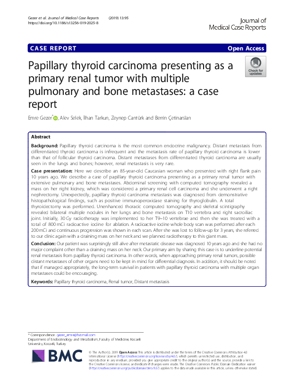 (PDF) Papillary thyroid carcinoma presenting as a primary renal tumor ...