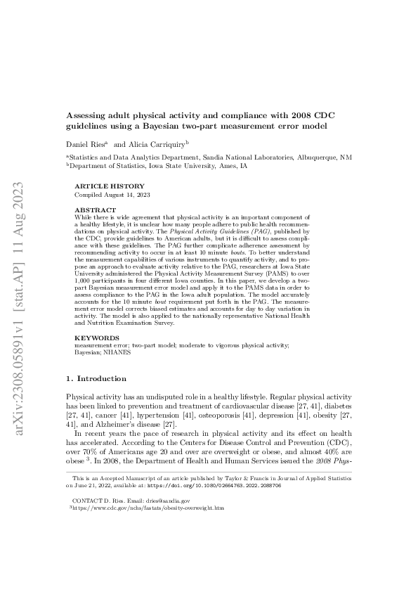 (PDF) Assessing adult physical activity and compliance with 2008 CDC ...