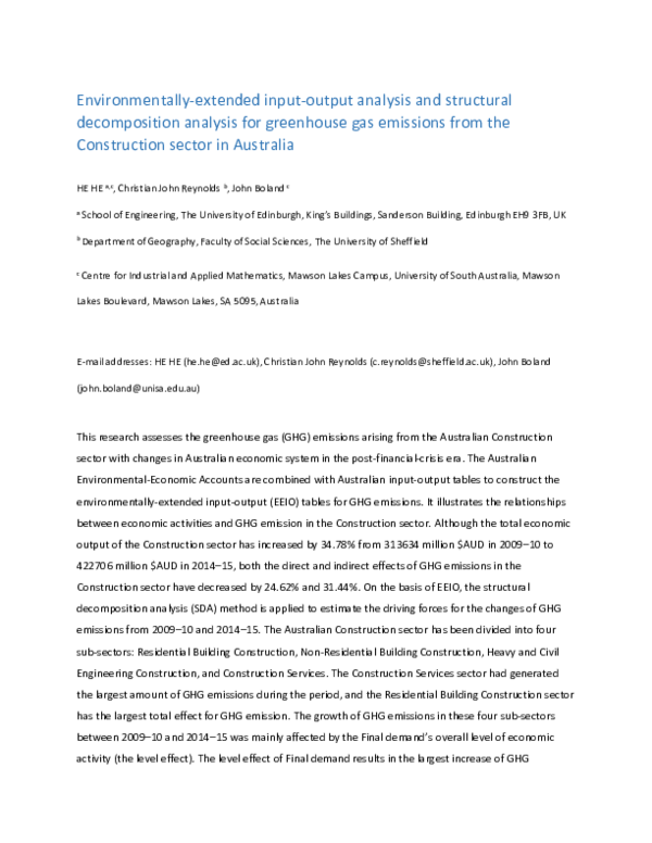 (PDF) Structural decomposition analysis for greenhouse gas emissions ...