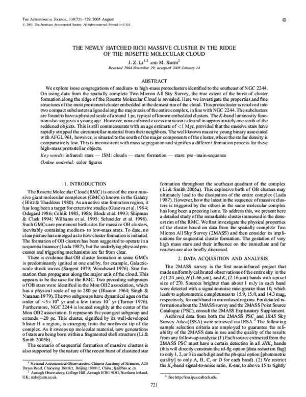 (PDF) The Newly Hatched Rich Massive Cluster in the Ridge of the ...