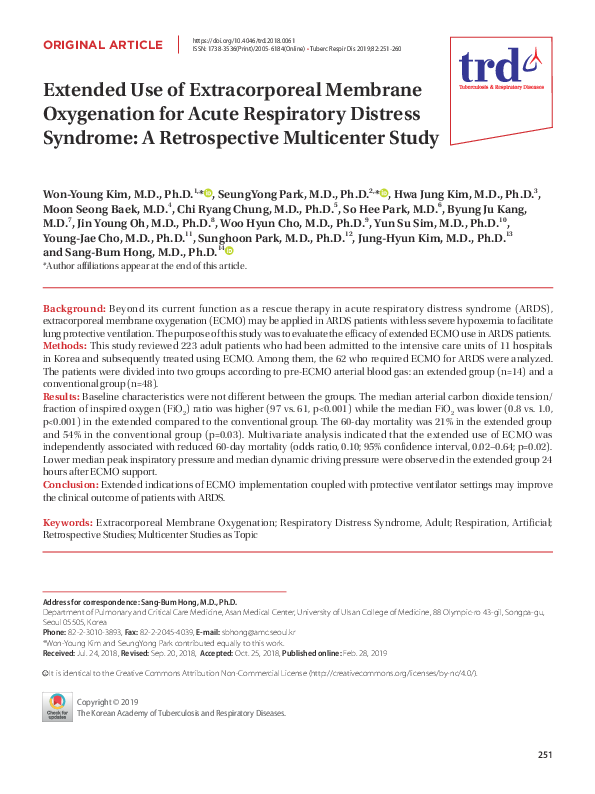(PDF) Extended Use of Extracorporeal Membrane Oxygenation for Acute ...