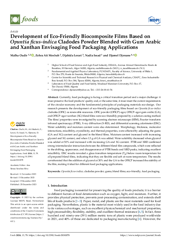 (PDF) Development of Eco-Friendly Biocomposite Films Based on Opuntia ...