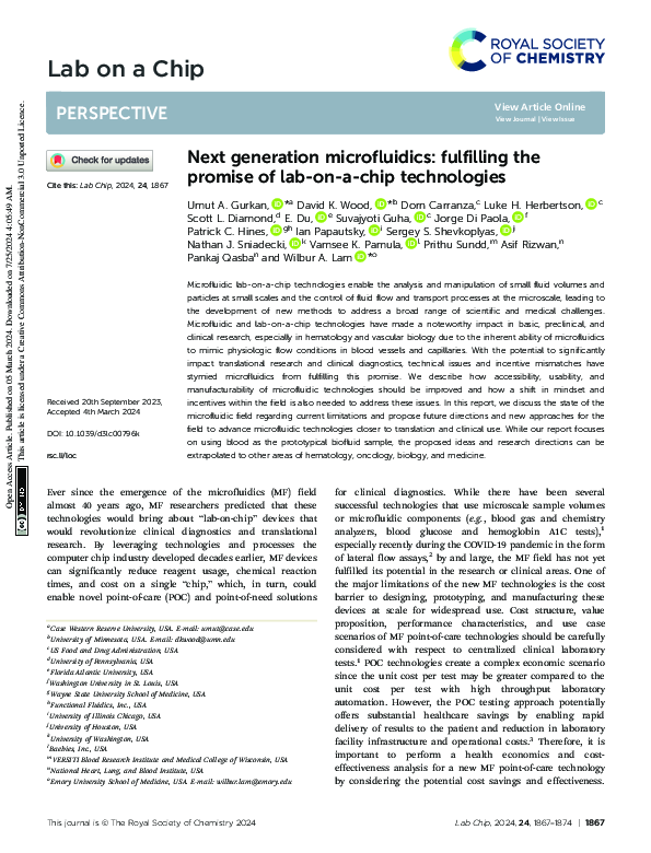 (PDF) Next Generation Microfluidics: Fulfilling the Promise of Lab-on-a ...