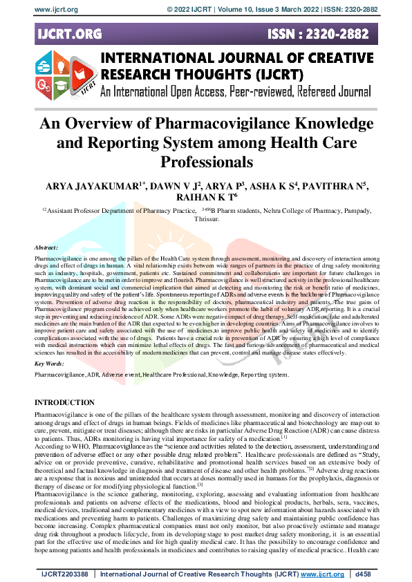 (PDF) An Overview of Pharmacovigilance Knowledge and Reporting System ...