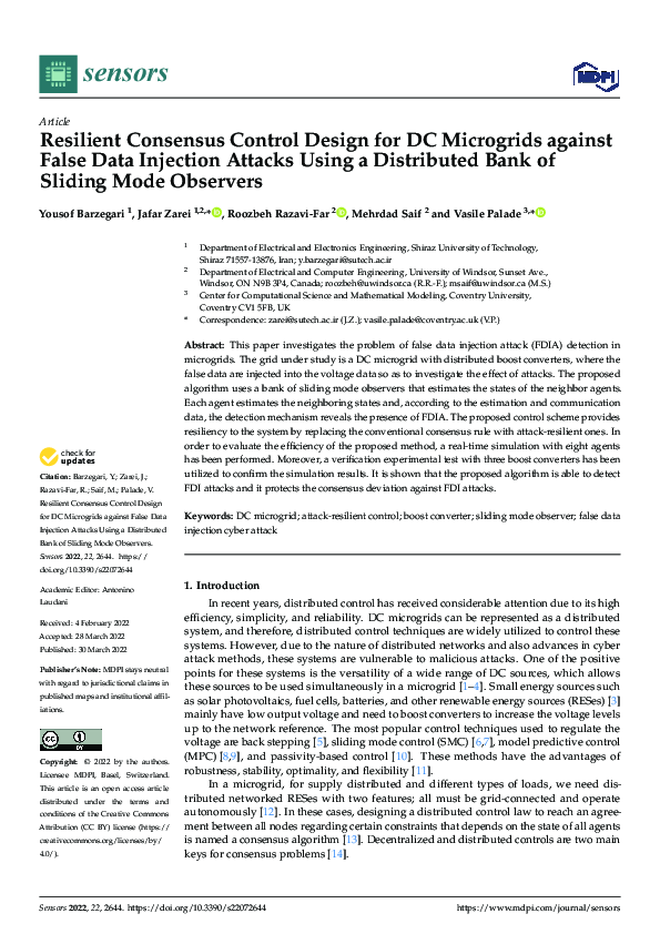(PDF) Resilient Consensus Control Design for DC Microgrids against ...