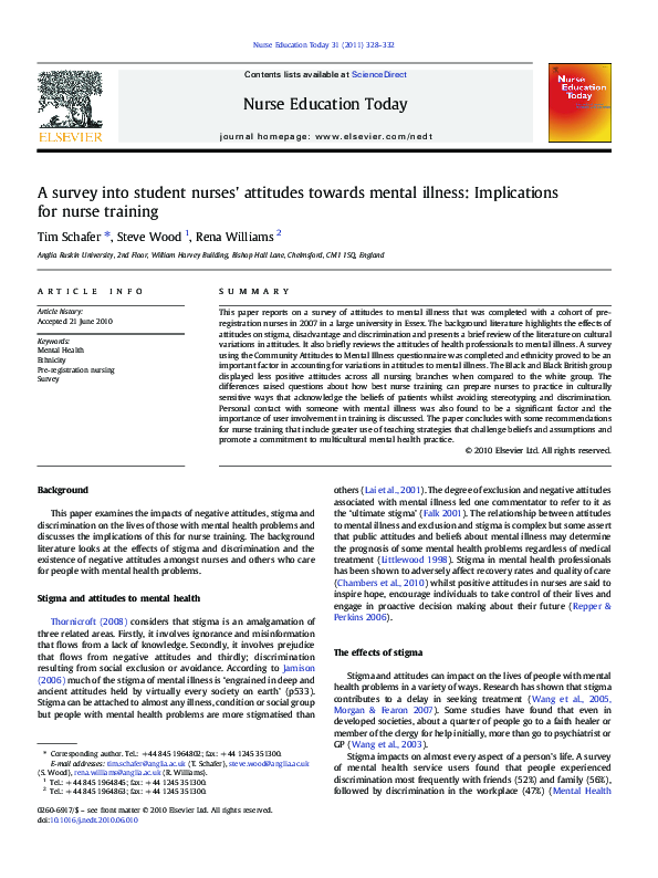 (PDF) A survey into student nurses' attitudes towards mental illness ...