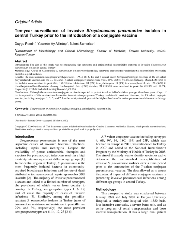 (PDF) Ten-year surveillance of invasive Streptococcus pneumoniae ...