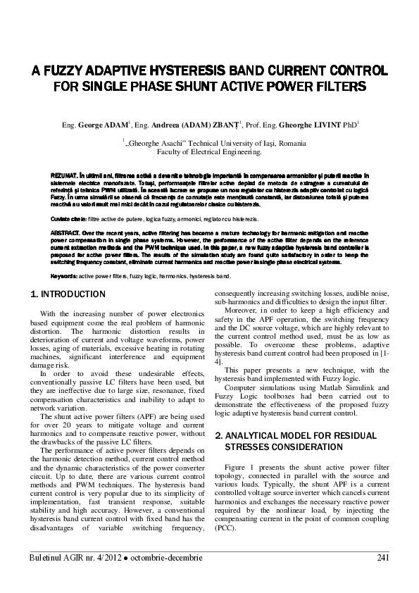 (PDF) A Fuzzy Adaptive Hysteresis Band Current Control for Single Phase ...