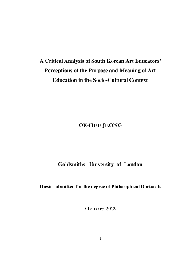 (PDF) A critical analysis of South Korean art educators' perceptions of ...