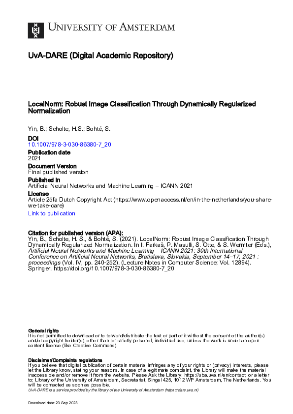 (PDF) LocalNorm: Robust Image Classification Through Dynamically ...