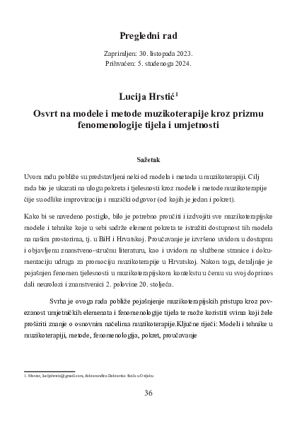 (PDF) Osvrt na modele i metode muzikoterapije kroz prizmu ...