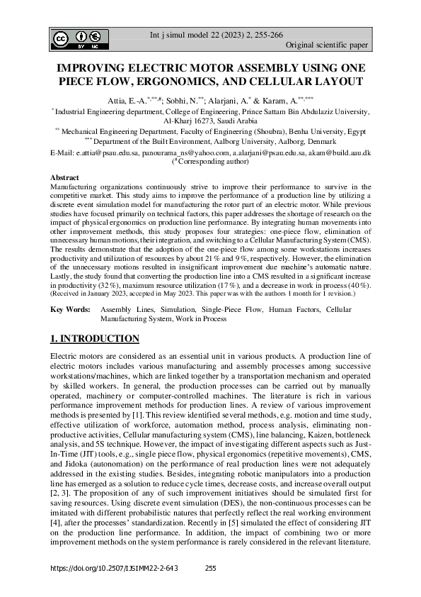 (PDF) Improving Electric Motor Assembly using One Piece Flow ...