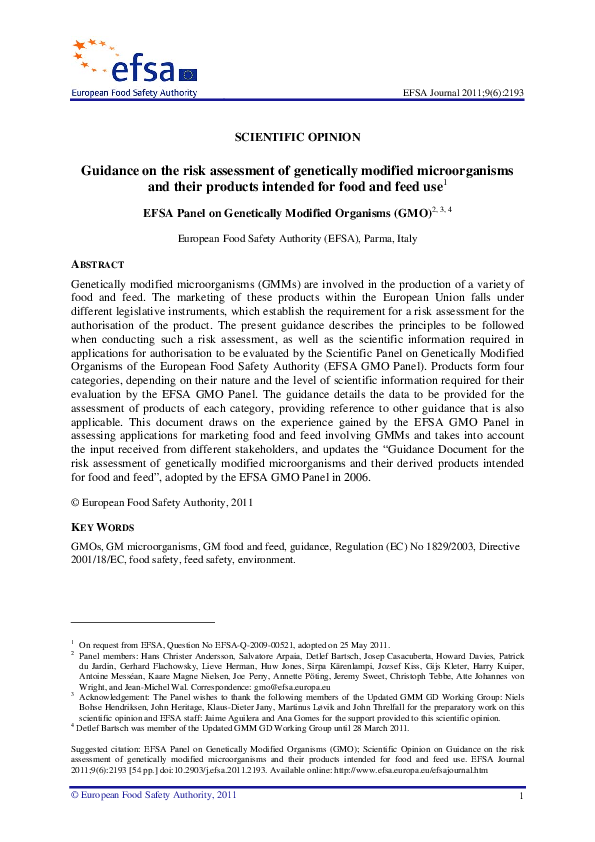 (PDF) Guidance on the risk assessment of genetically modified ...