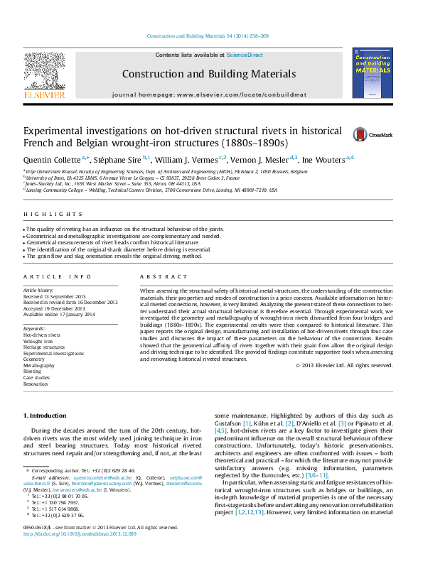 (PDF) Experimental investigations on hot-driven structural rivets in ...