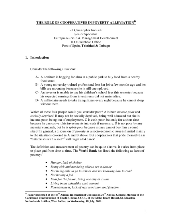 (PDF) The role of cooperatives in poverty alleviation