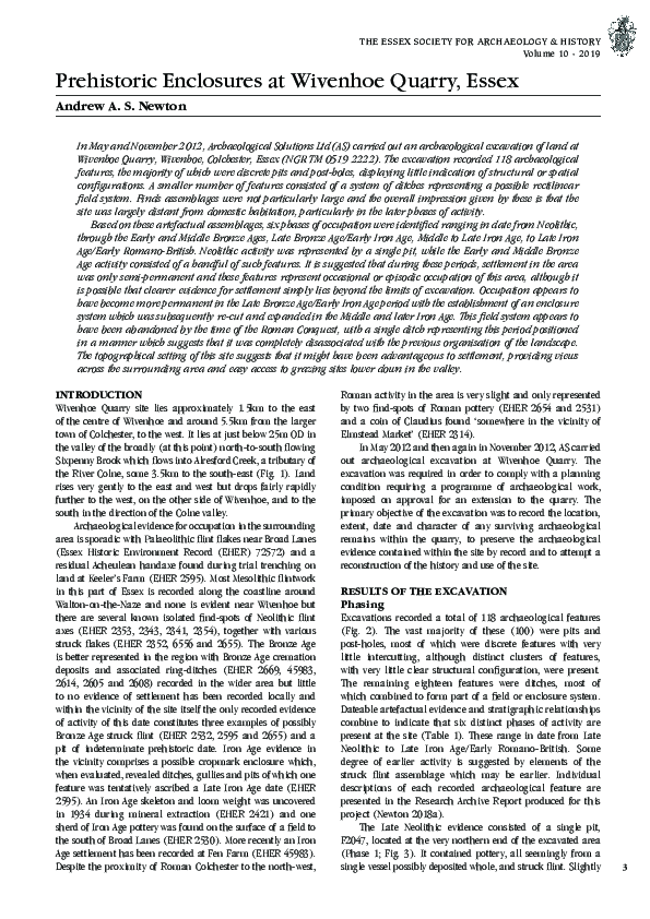 (PDF) Prehistoric Enclosures at Wivenhoe Quarry, Essex