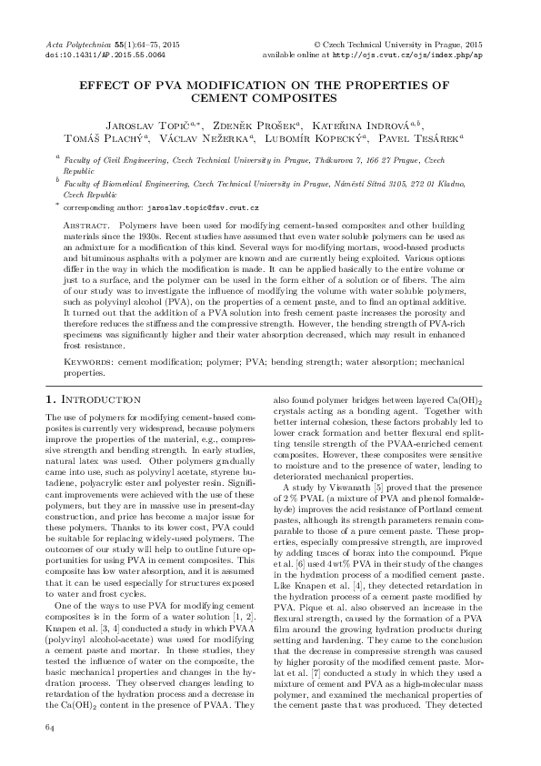 (PDF) Effect of Pva Modification on Properties of Cement Composites