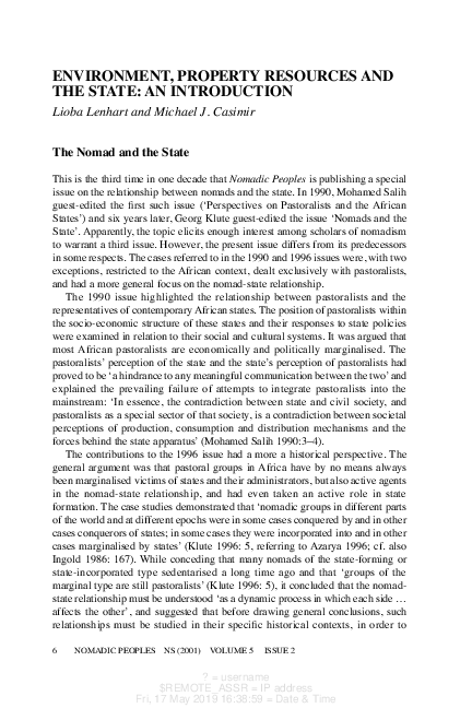 (PDF) Environment, Property Resources and the State: An Introduction