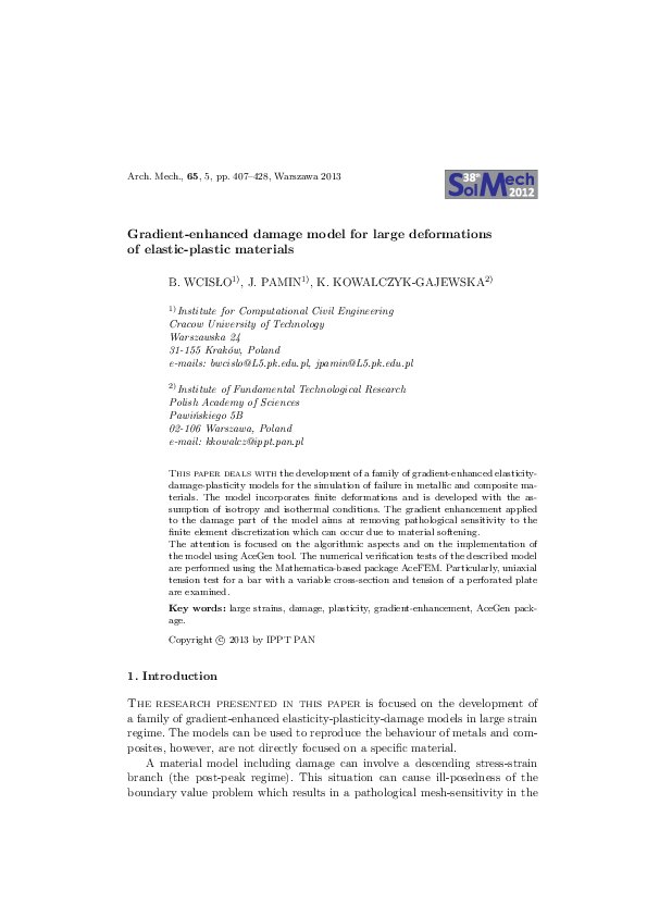 (PDF) Gradient-enhanced damage model for large deformations of elastic ...