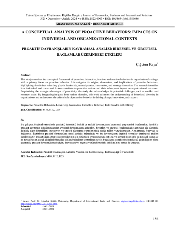 (PDF) A CONCEPTUAL ANALYSIS OF PROACTIVE BEHAVIORS IMPACTS ON ...
