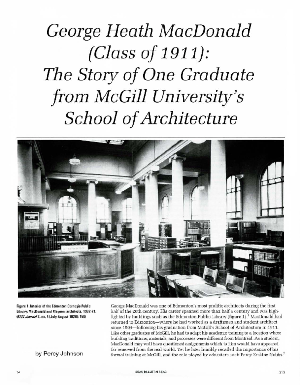 (PDF) George Heath MacDonald (Class of 1911): The Story of One Graduate ...