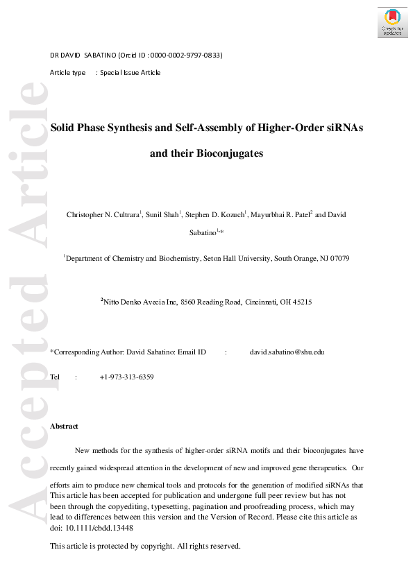 (PDF) Solid phase synthesis and self-assembly of higher-order siRNAs ...