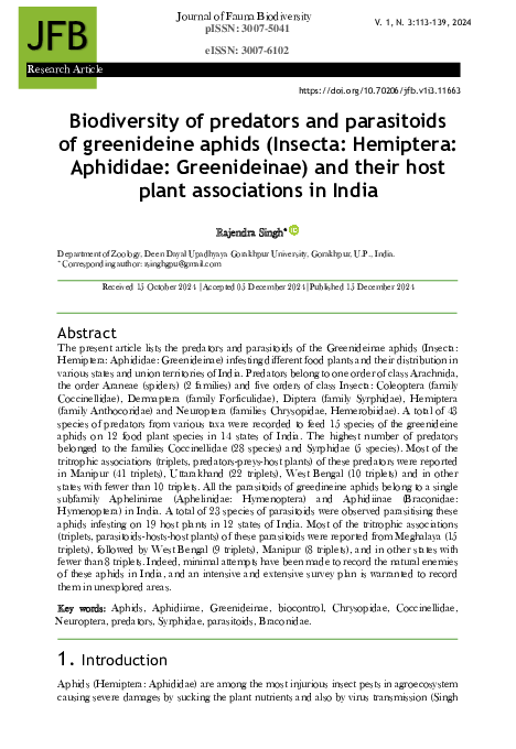 (PDF) Biodiversity of predators and parasitoids of greenideine aphids ...
