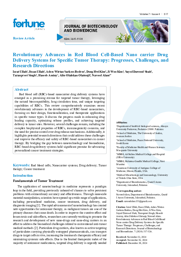 (PDF) Revolutionary Advances in Red Blood Cell-Based Nano carrier Drug ...