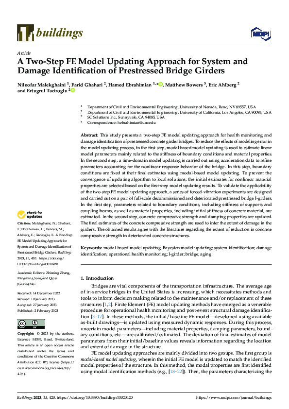 (PDF) A Two-Step FE Model Updating Approach for System and Damage ...