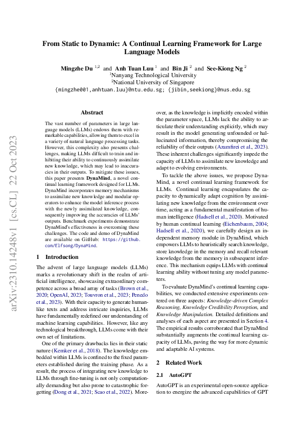 (PDF) From Static to Dynamic: A Continual Learning Framework for Large ...