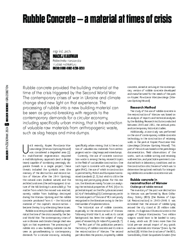 (PDF) Rubble Concrete–a material at times of crisis