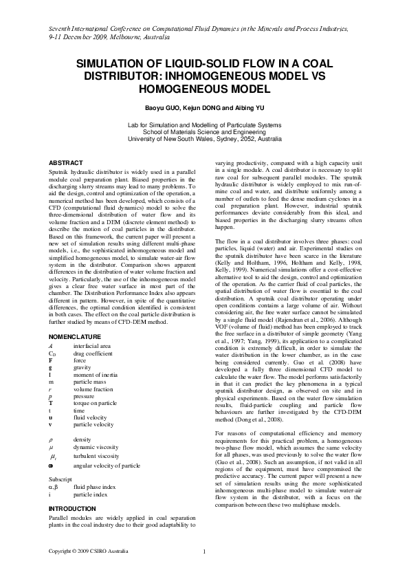 (PDF) Simulation of liquid–solid flow in a coal distributor