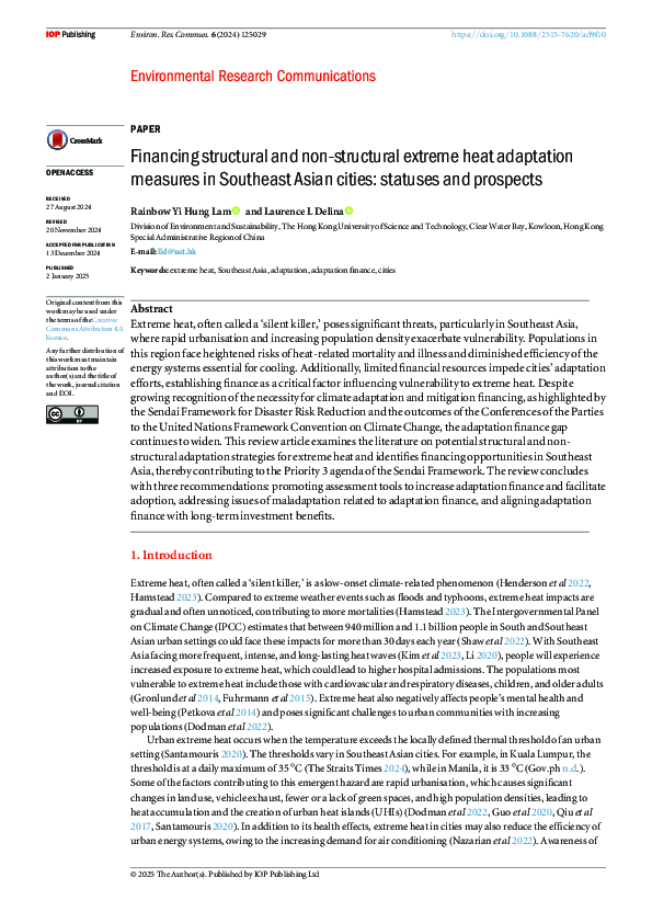 (PDF) Financing structural and non-structural extreme heat adaptation ...