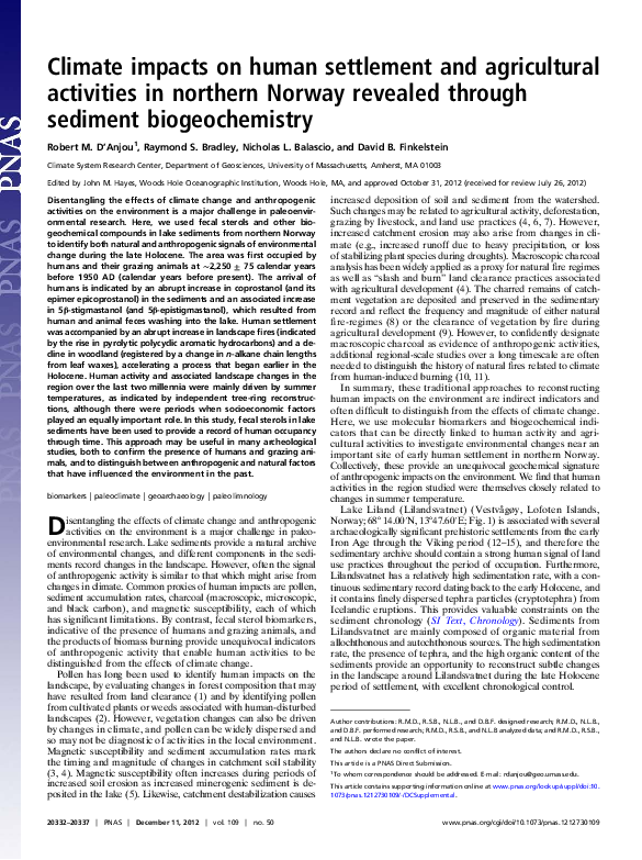 (PDF) Climate impacts on human settlement and agricultural activities ...