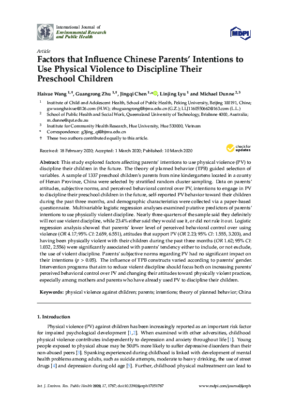 (PDF) Factors that Influence Chinese Parents’ Intentions to Use ...