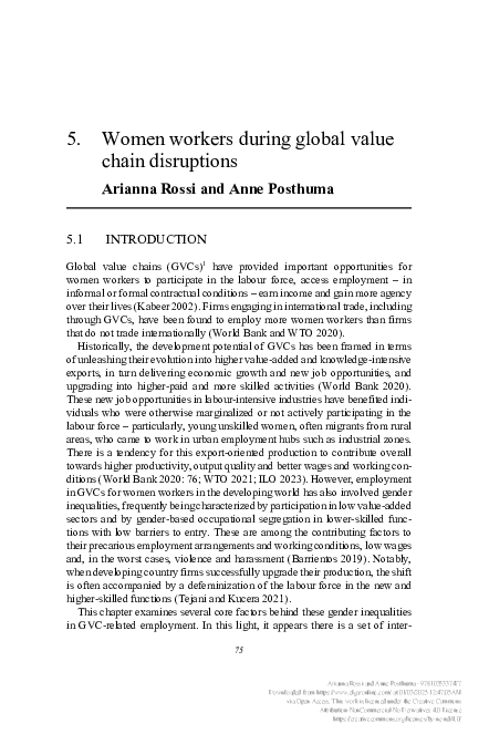 (PDF) Women workers during global value chain disruptions
