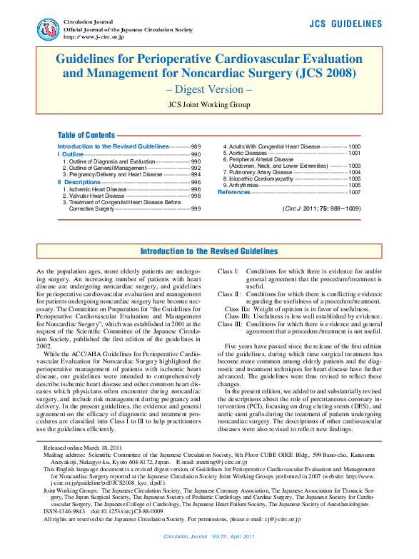 (PDF) Guidelines for Perioperative Cardiovascular Evaluation and ...