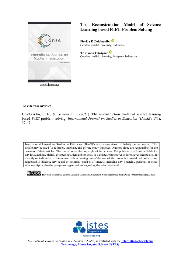 (PDF) The Reconstruction Model of Science Learning based PhET-Problem ...