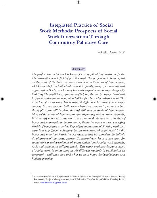 (PDF) Integrated Practice of Social Work Metho