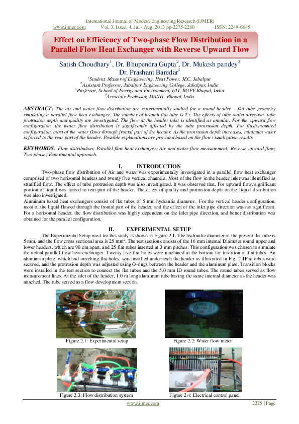 (PDF) Effect on Efficiency of Two-phase Flow Distribution in a Parallel ...