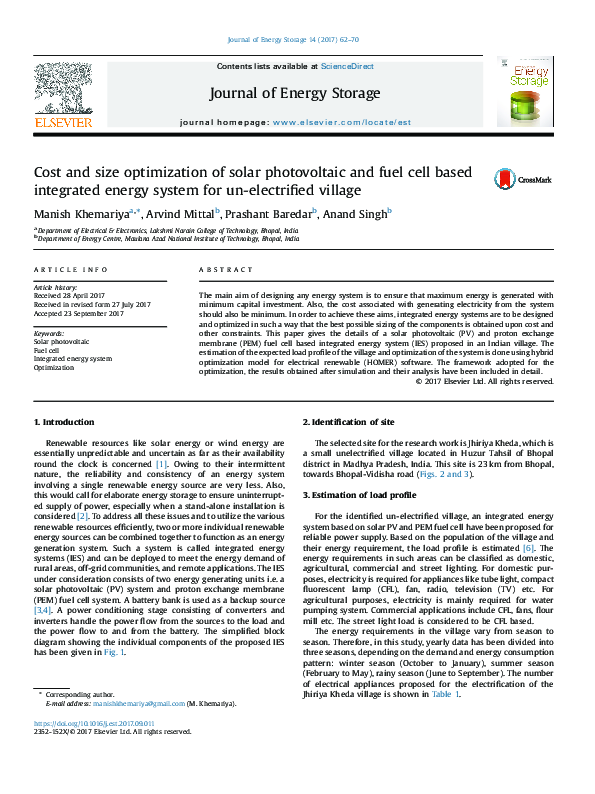 (PDF) Cost and size optimization of solar photovoltaic and fuel cell ...