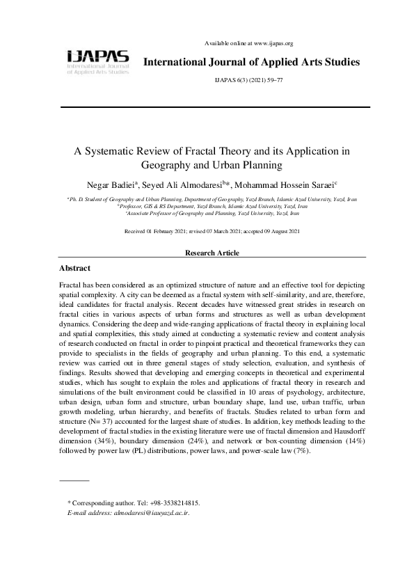 (PDF) A Systematic Review of Fractal Theory and its Application in ...