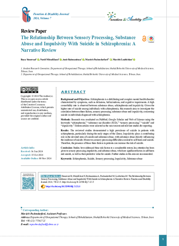 (PDF) The Relationship Between Sensory Processing, Substance Abuse and ...