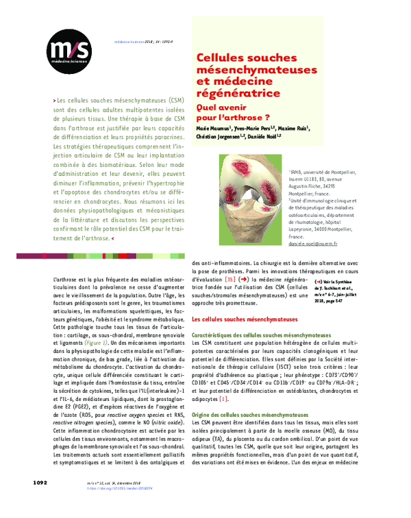(PDF) Mesenchymal stem cells and regenerative medicine