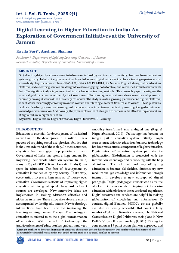 (PDF) Digital Learning in Higher Education in India: An Exploration of ...