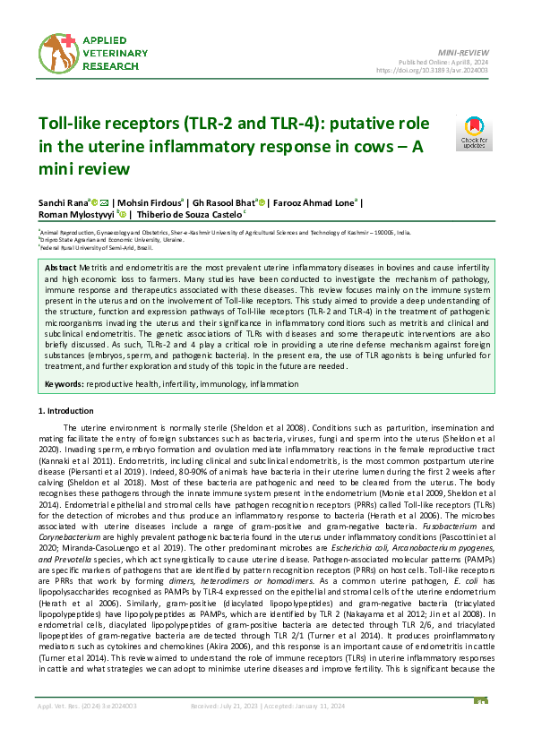 (PDF) Toll like receptors (TLR 2 and TLR 4) putative role in the ...