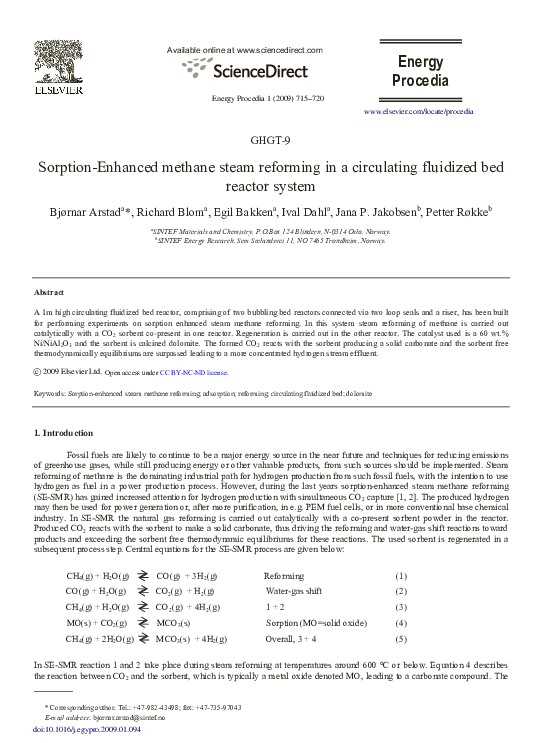 (PDF) Sorption-enhanced methane steam reforming in a circulating ...