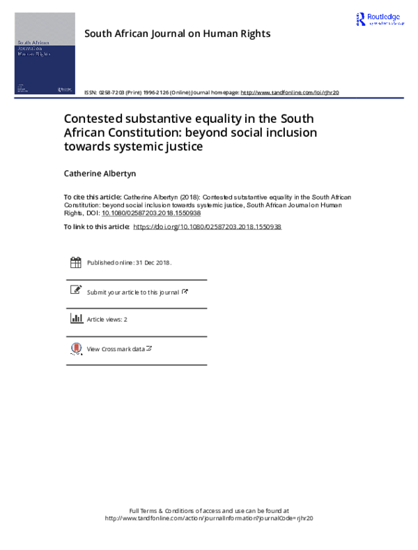 (PDF) Contested substantive equality in the South African Constitution ...