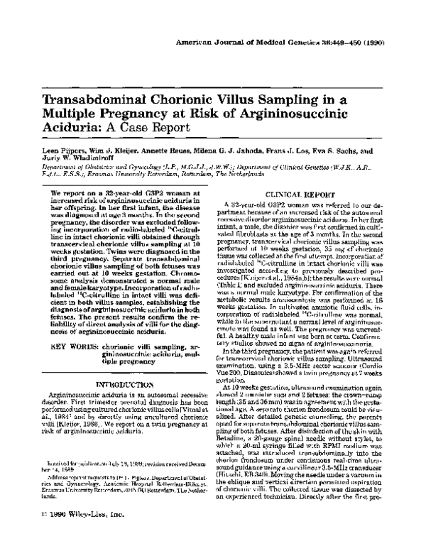 (PDF) Transabdominal chorionic villus sampling in a multiple pregnancy ...